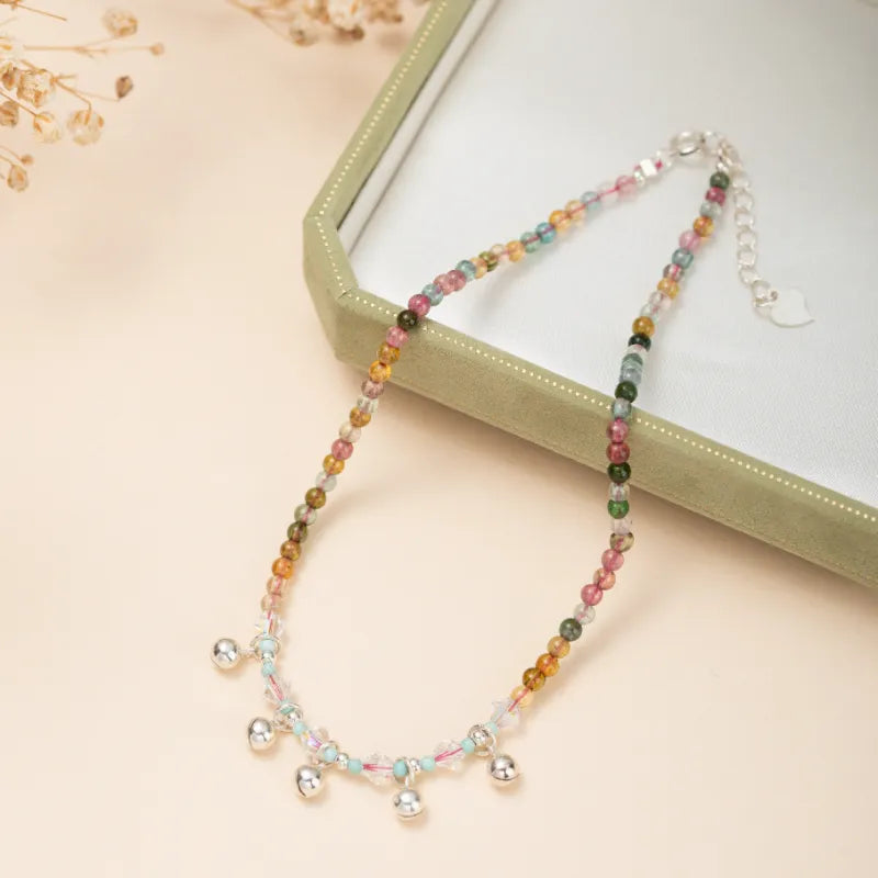 Ankle Bracelet Tourmaline "Harmony Notes" Silver