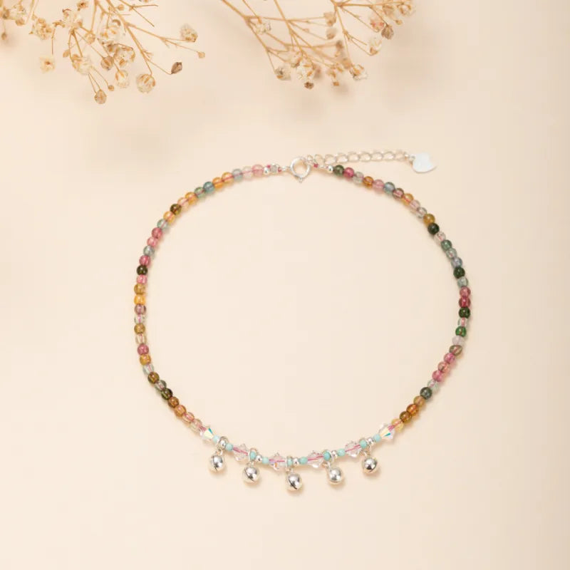 Ankle Bracelet Tourmaline "Harmony Notes" Silver