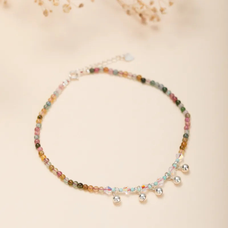 Ankle Bracelet Tourmaline "Harmony Notes" Silver