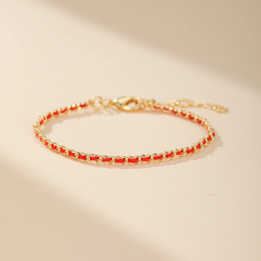 Bracelet Fil Rouge "Flamme d'Or" Doré Or