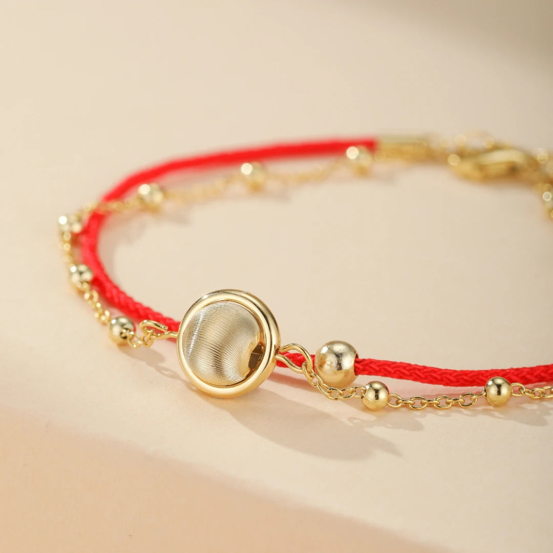 Red Thread Bracelet "Red Sun" Silver