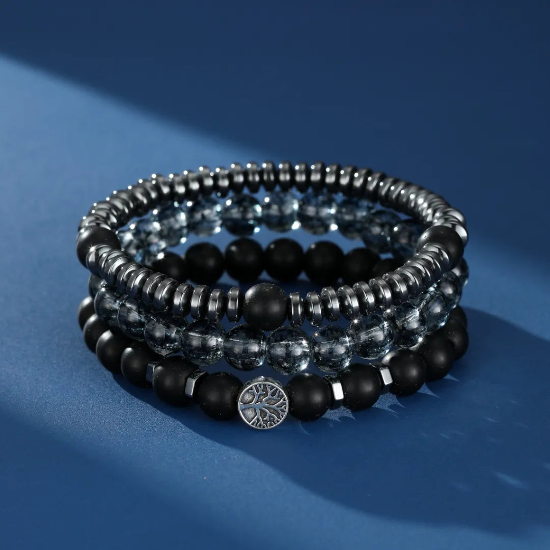Herrenarmband Hämatit und Obsidian "Wurzelkraft"