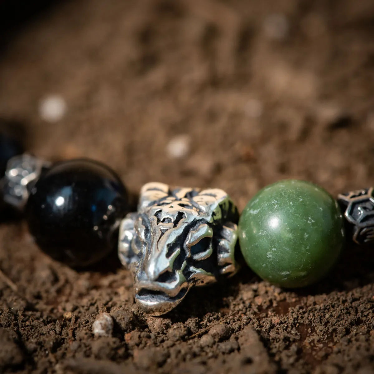 Bracelet Homme Jade Obsidienne "Secret de Nuit" Argent