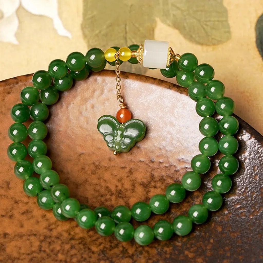 Bracelet Jade "Douceur Papillon" Argent Doré Or