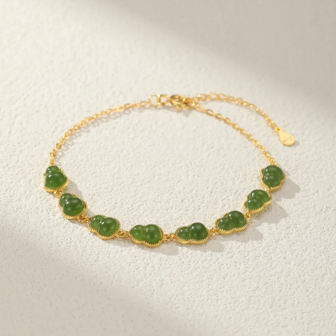 Jade Bracelet “Eternity Gourd” Gold-Plated Silver