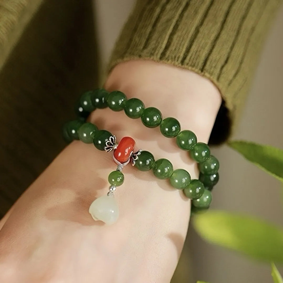 Bracelet Jade Lotus "Chance Lotus" Argent