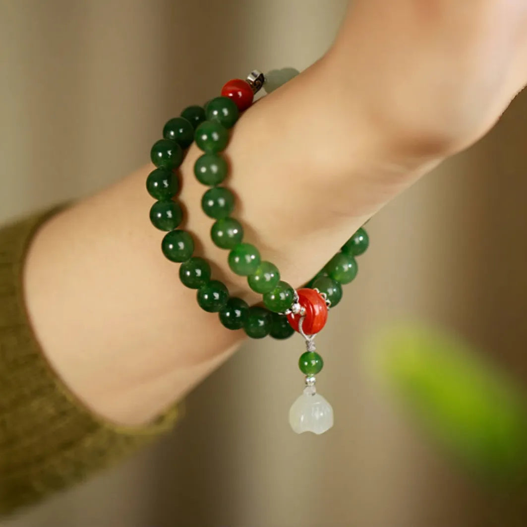 Jade Lotus Bracelet "Chance Lotus" Silver