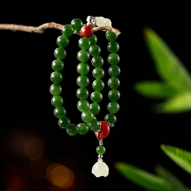 Jade Lotus Bracelet "Chance Lotus" Silver
