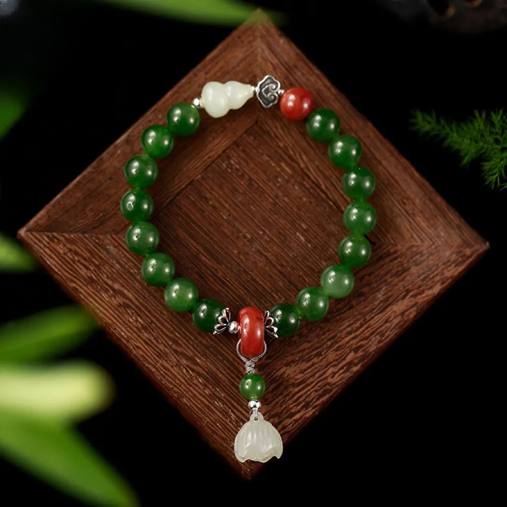 Jade Lotus Bracelet "Chance Lotus" Silver