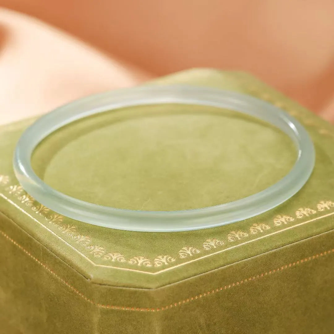 Bracelet Jonc Calcédoine "Fraîcheur Aquatique"