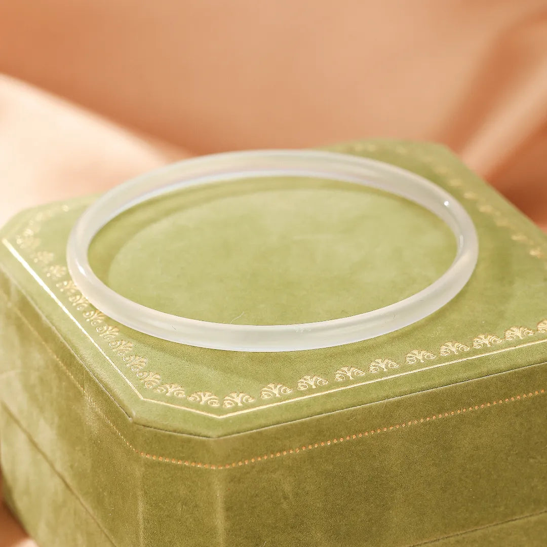 Bracelet Jonc Calcédoine "Fraîcheur Aquatique"