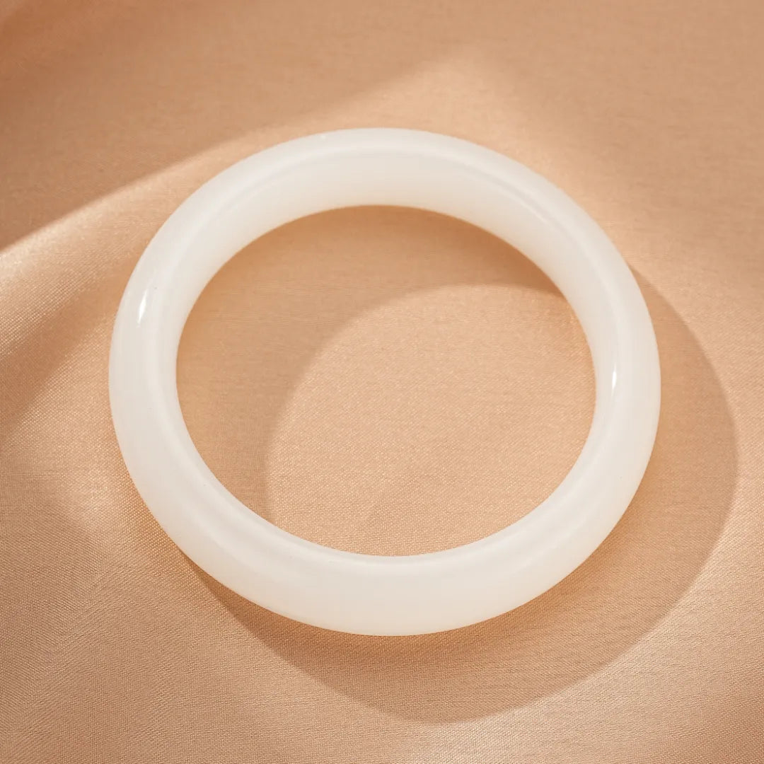 Bracelet Jonc Jade Blanc "Paix Intérieure"