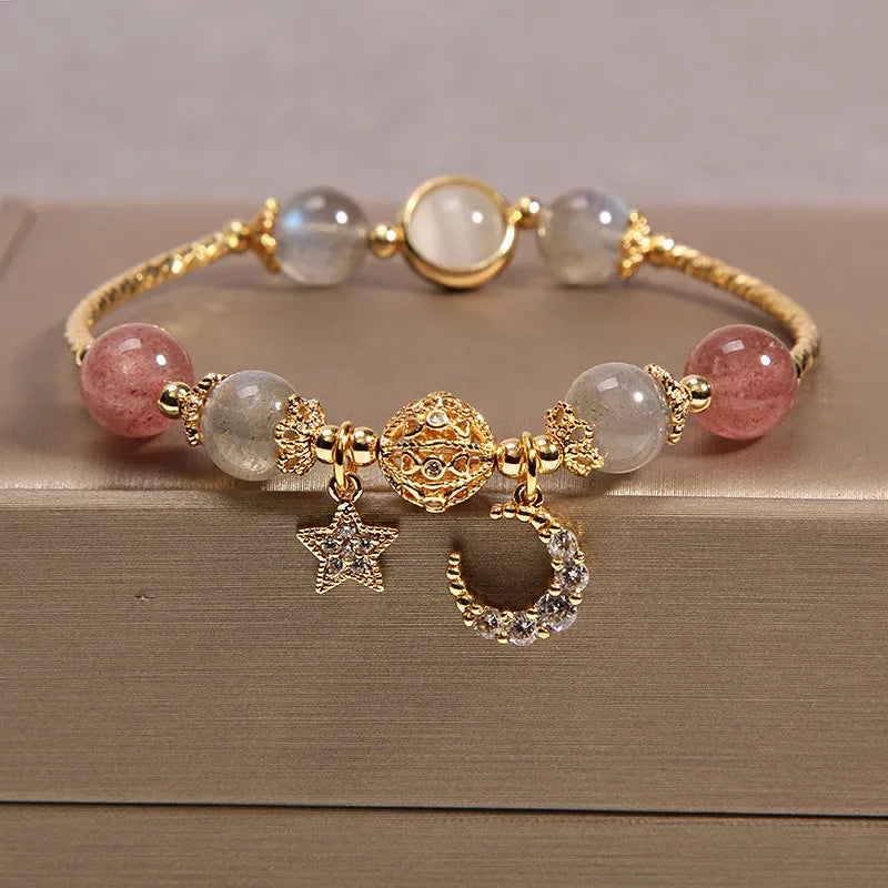 Bracelet Labradorite et Quartz Fraise "Rêve Stellaire"