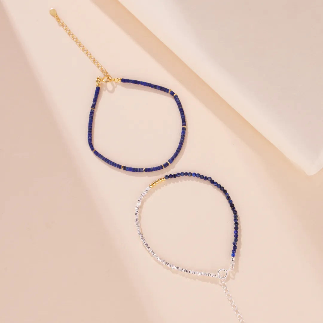 Bracelet Lapis Lazuli "Nuit Boréale" Argent