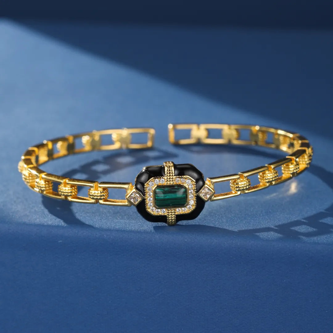 Bracelet Malachite "Aurore Nocturne" Doré Or