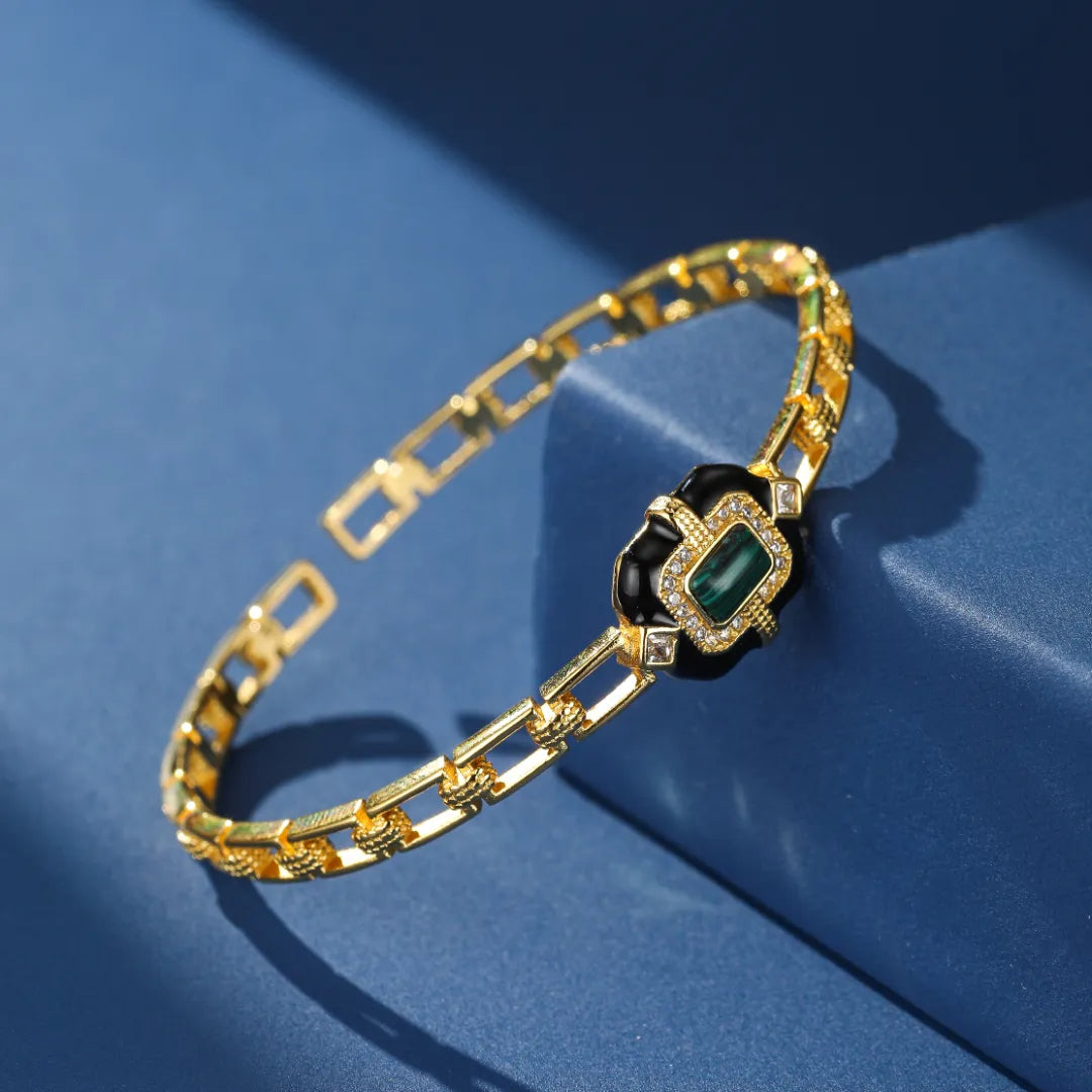 Malachite Bracelet "Aurore Nocturne" Gold