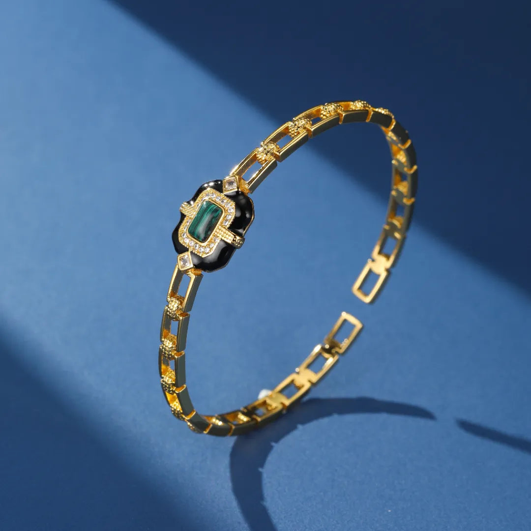 Bracelet Malachite "Aurore Nocturne" Doré Or