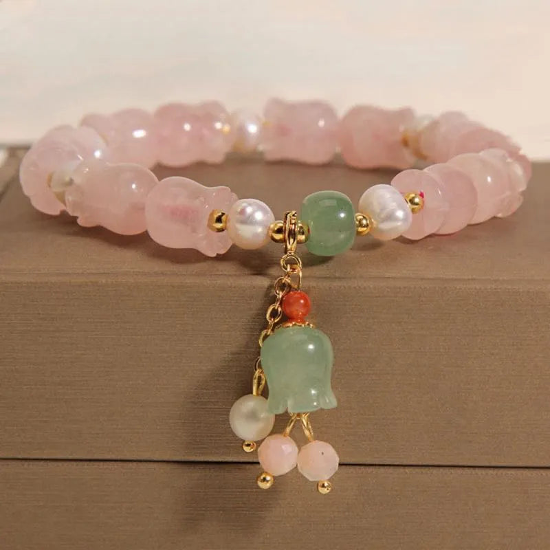 Bracelet Muguet Quartz Rose "Floraison Gracieuse"