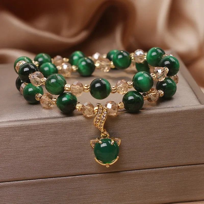 Bracelet Œil de Tigre "Essence Spirituelle" Argent Doré Or