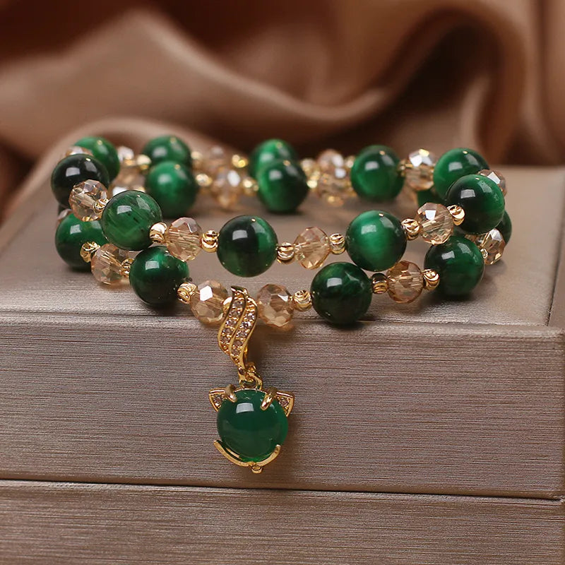 Bracelet Œil de Tigre "Essence Spirituelle" Argent Doré Or