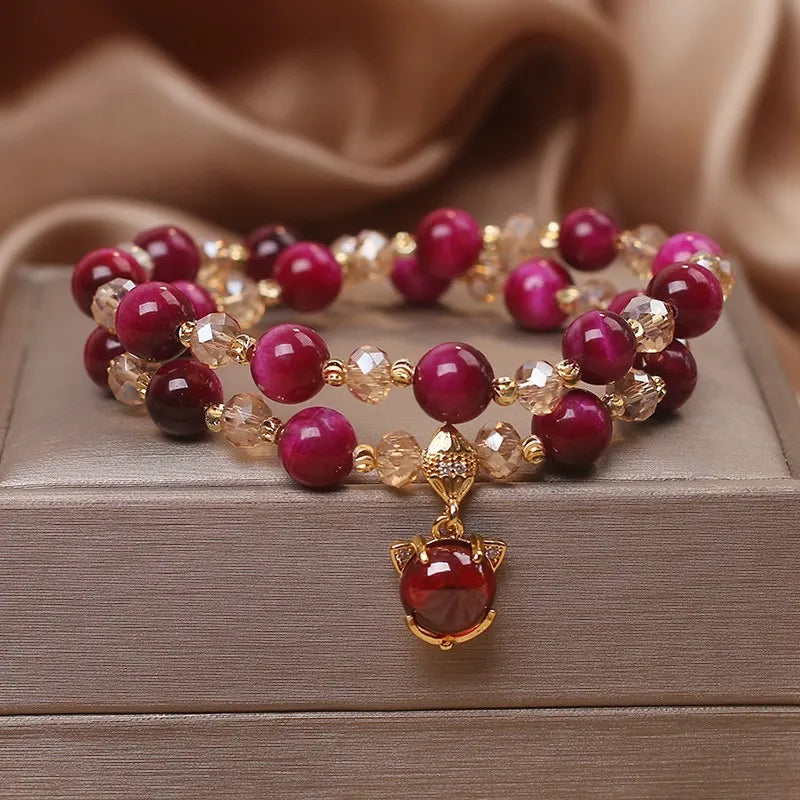 Bracelet Œil de Tigre "Essence Spirituelle" Argent Doré Or