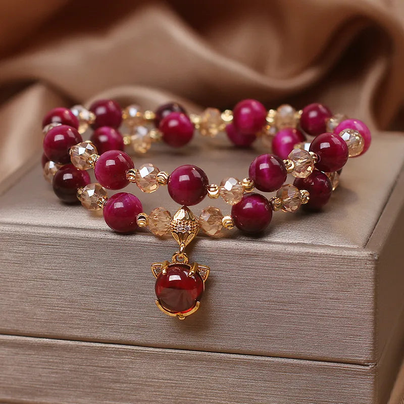 Bracelet Œil de Tigre "Essence Spirituelle" Argent Doré Or