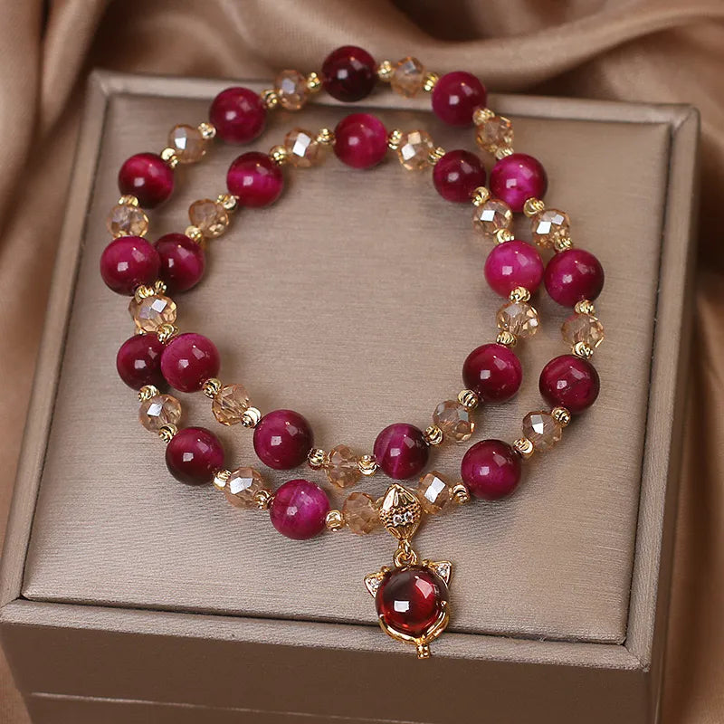 Bracelet Œil de Tigre "Essence Spirituelle" Argent Doré Or