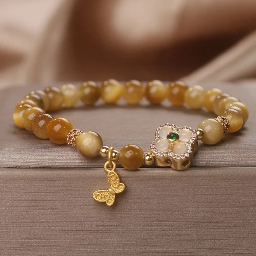 Bracelet Œil de Tigre "Papillon de Chance"