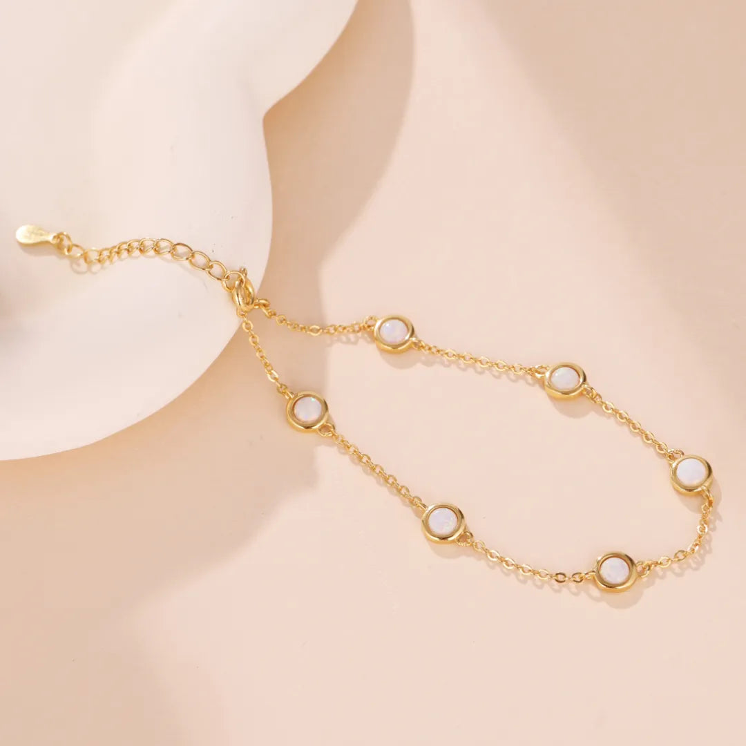 White Opal Bracelet "Pure Snow" Gold-Plated Silver