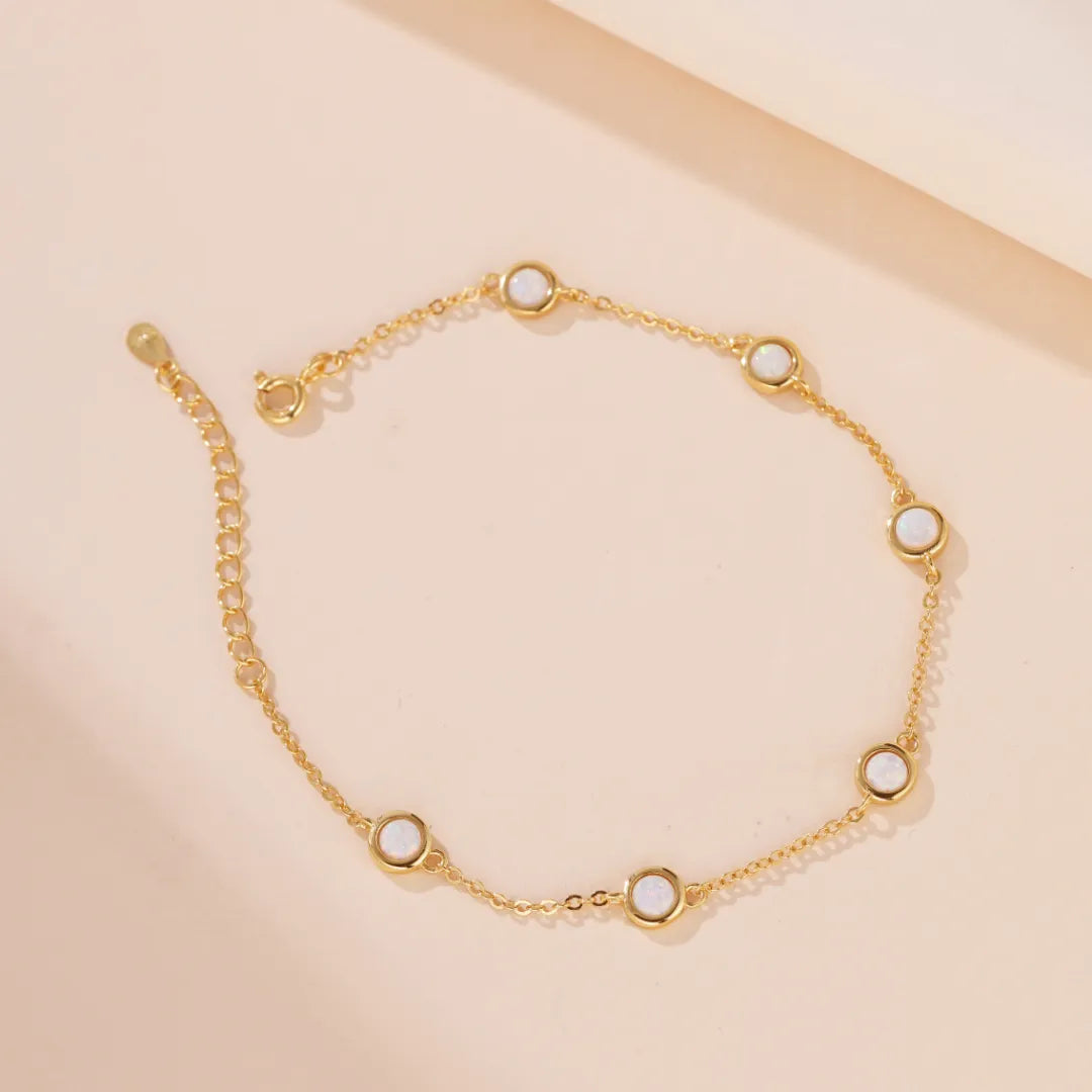 White Opal Bracelet "Pure Snow" Gold-Plated Silver