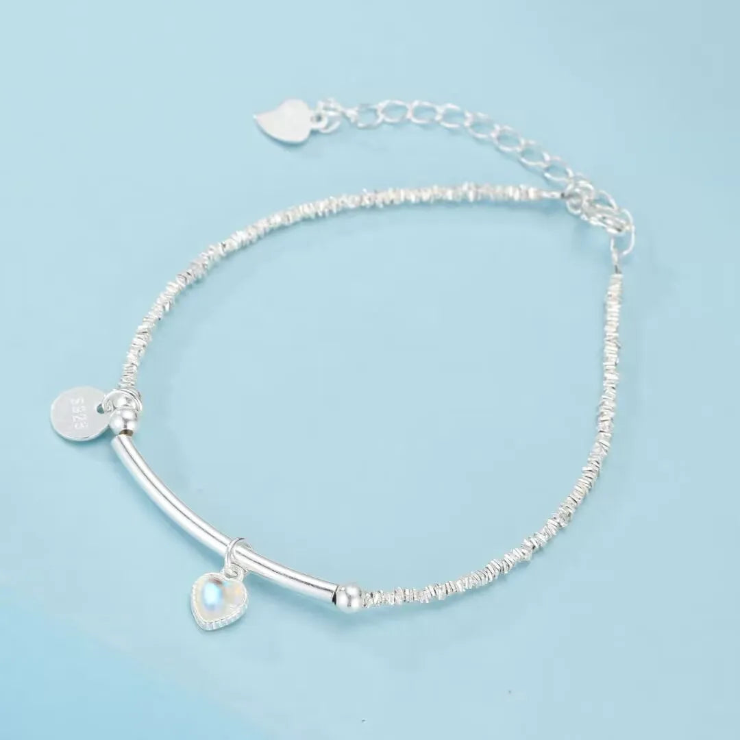 Bracelet Pierre de Lune "Cœur Céleste" Argent