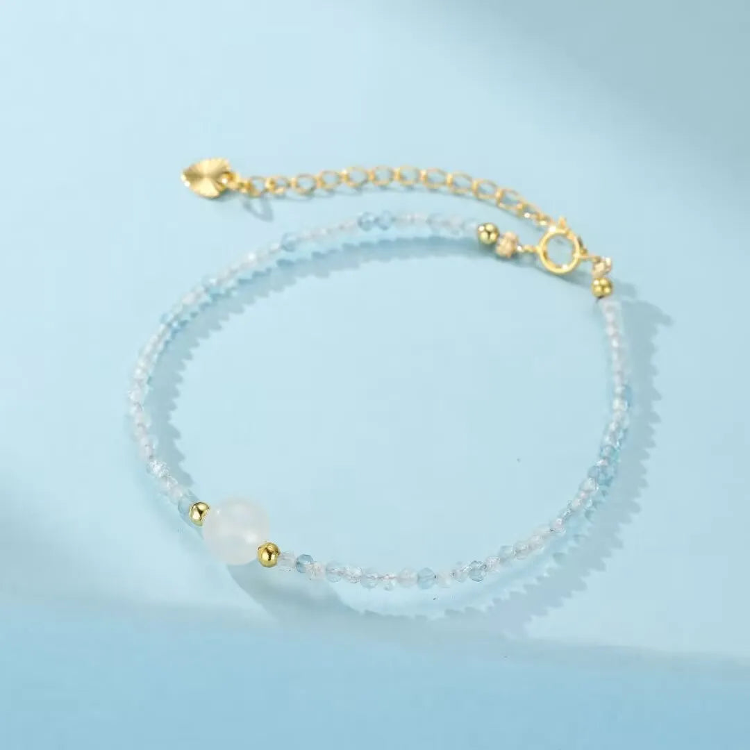Bracelet Pierre de Lune et Aigue Marine "Sérénité d'Océan"