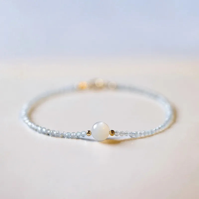Bracelet Pierre de Lune et Aigue Marine "Sérénité d'Océan"