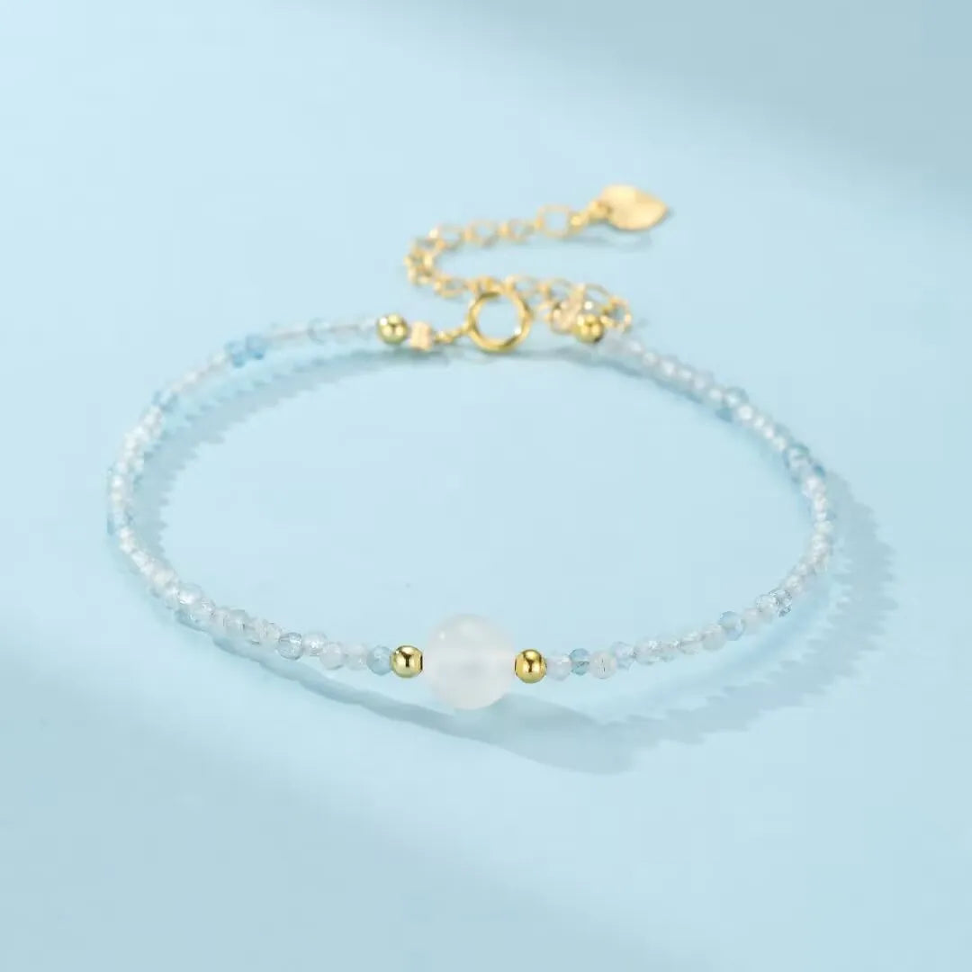 Bracelet Pierre de Lune et Aigue Marine "Sérénité d'Océan"