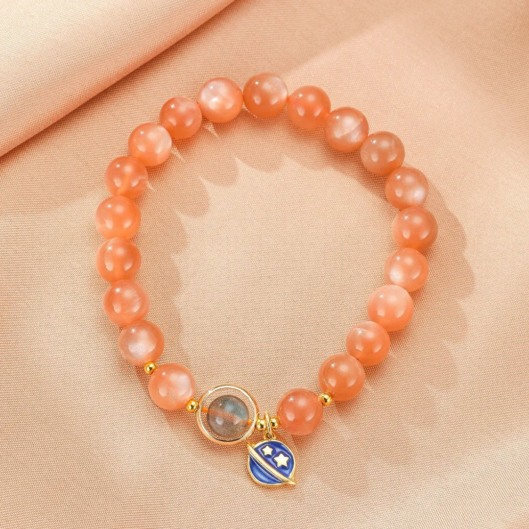 Bracelet Pierre de Soleil et Pierre de Lune "Planète Bleue"