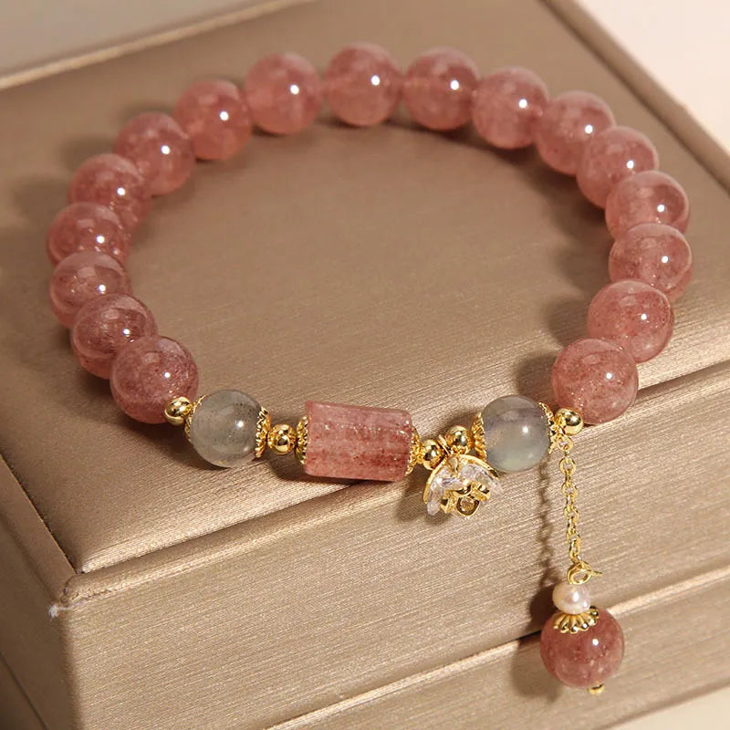 Bracelet Quartz Fraise "Fleur Douce"