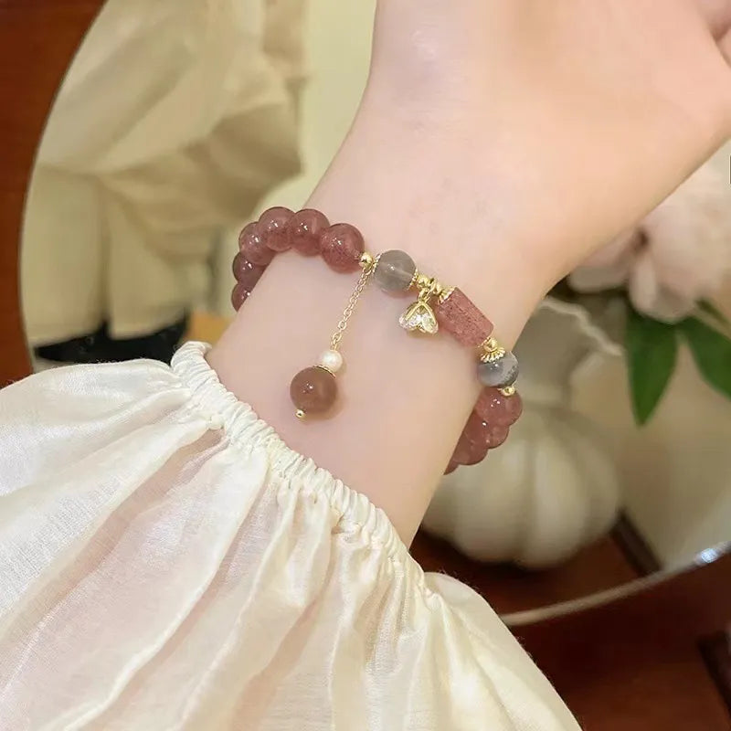 Bracelet Quartz Fraise "Fleur Douce"