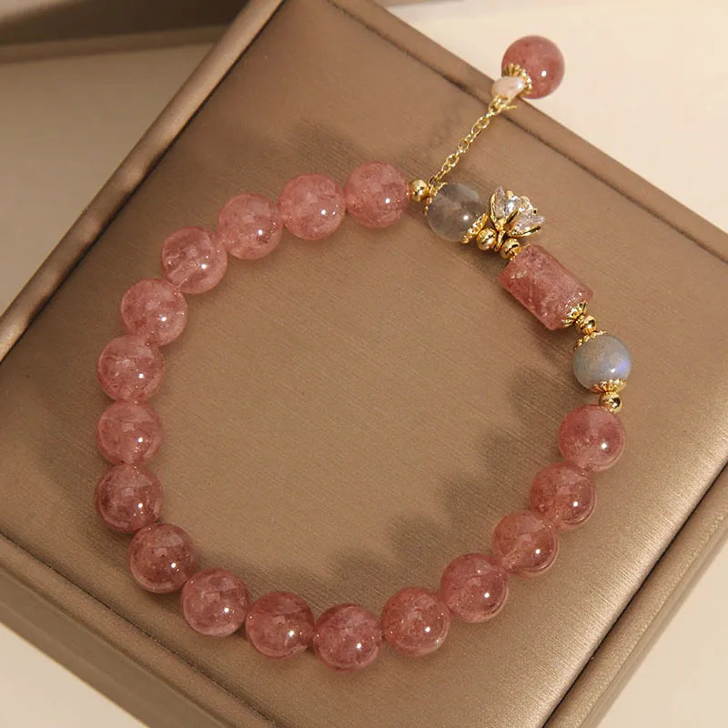 Bracelet Quartz Fraise "Fleur Douce"