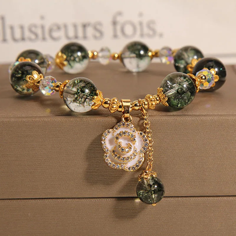 Bracelet Quartz Vert et Clair "Jardin Doré"
