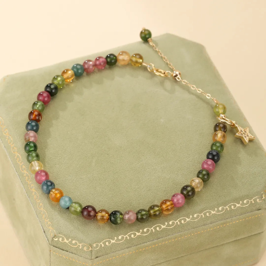 Bracelet Tourmaline "Ciel Coloré" Doré Or 14K