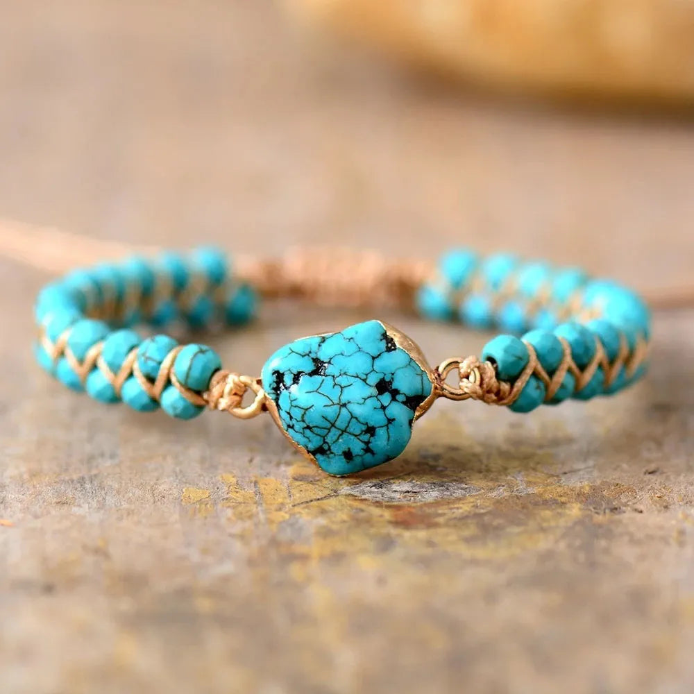 Bracelet Turquoise "Équilibre Spirituel" Argent Doré Or