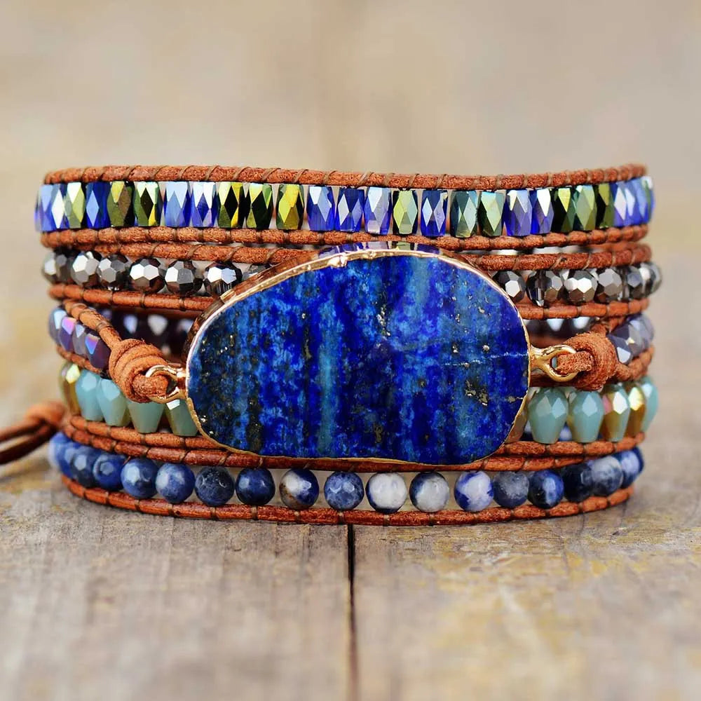 Bracelet Wrap Lapis Lazuli "Rêve Bleu"