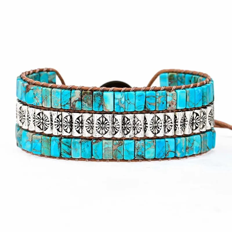 Bracelet Wrap Turquoise "Apaisement Naturel" Argent
