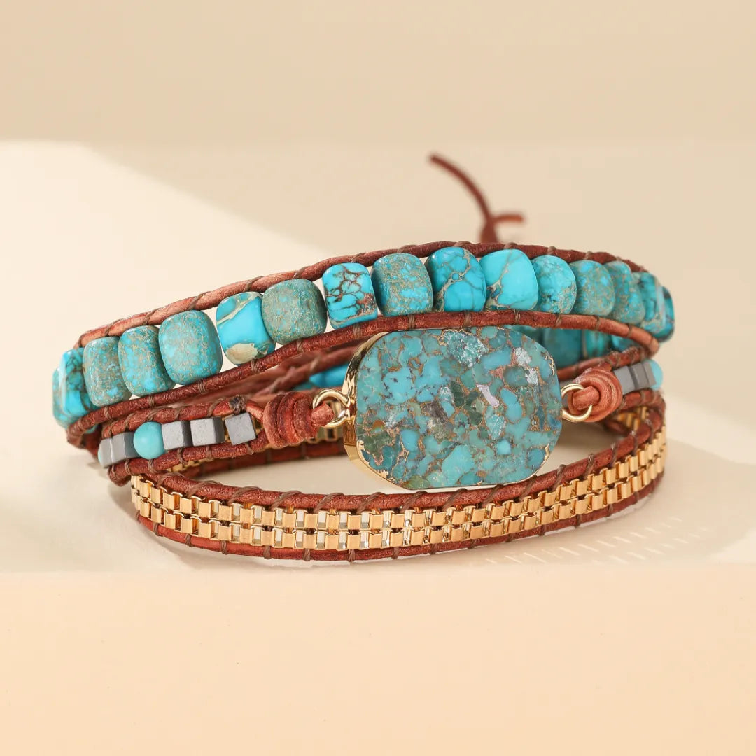 Bracelet Wrap Turquoise "Harmonie Calmante"