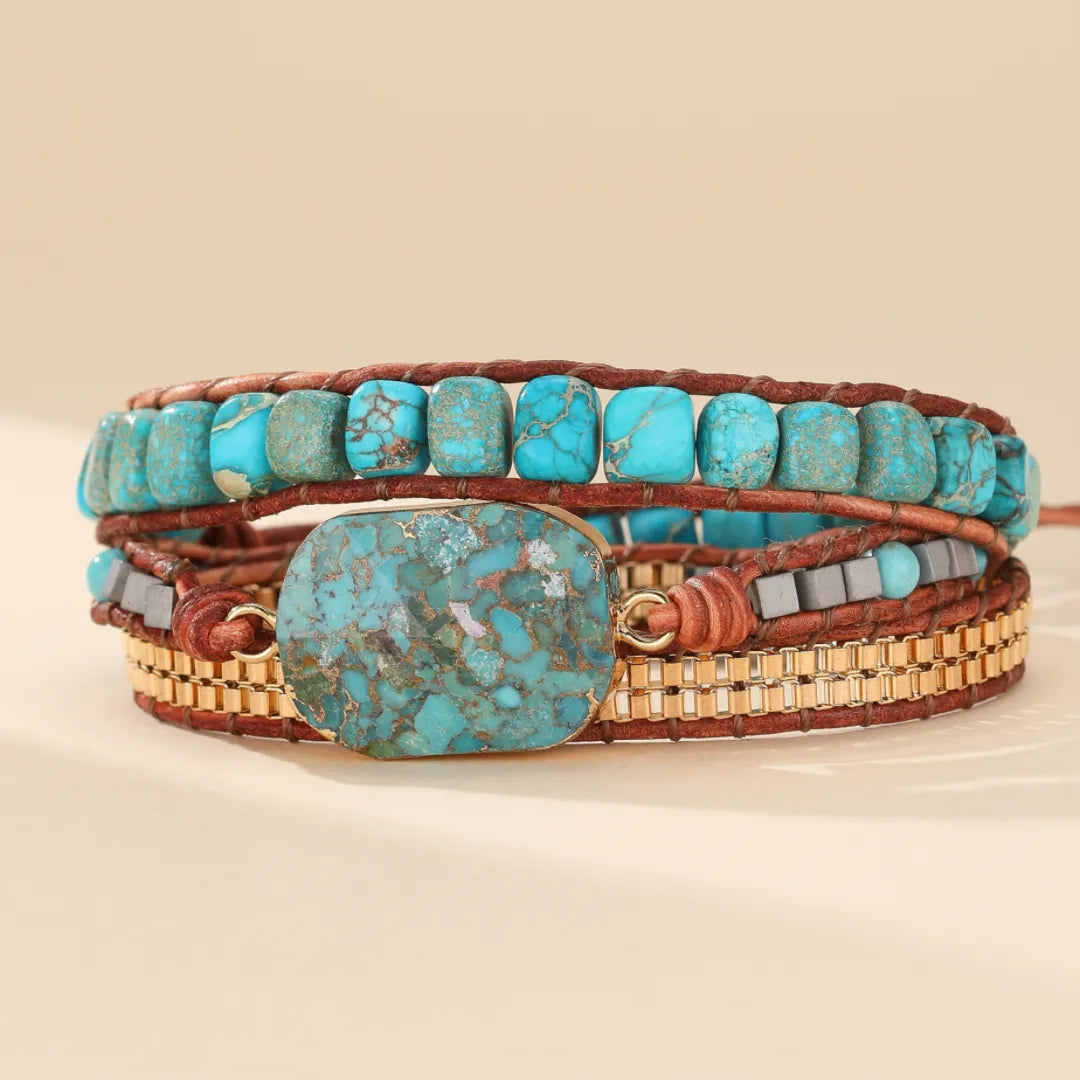Bracelet Wrap Turquoise "Harmonie Calmante"