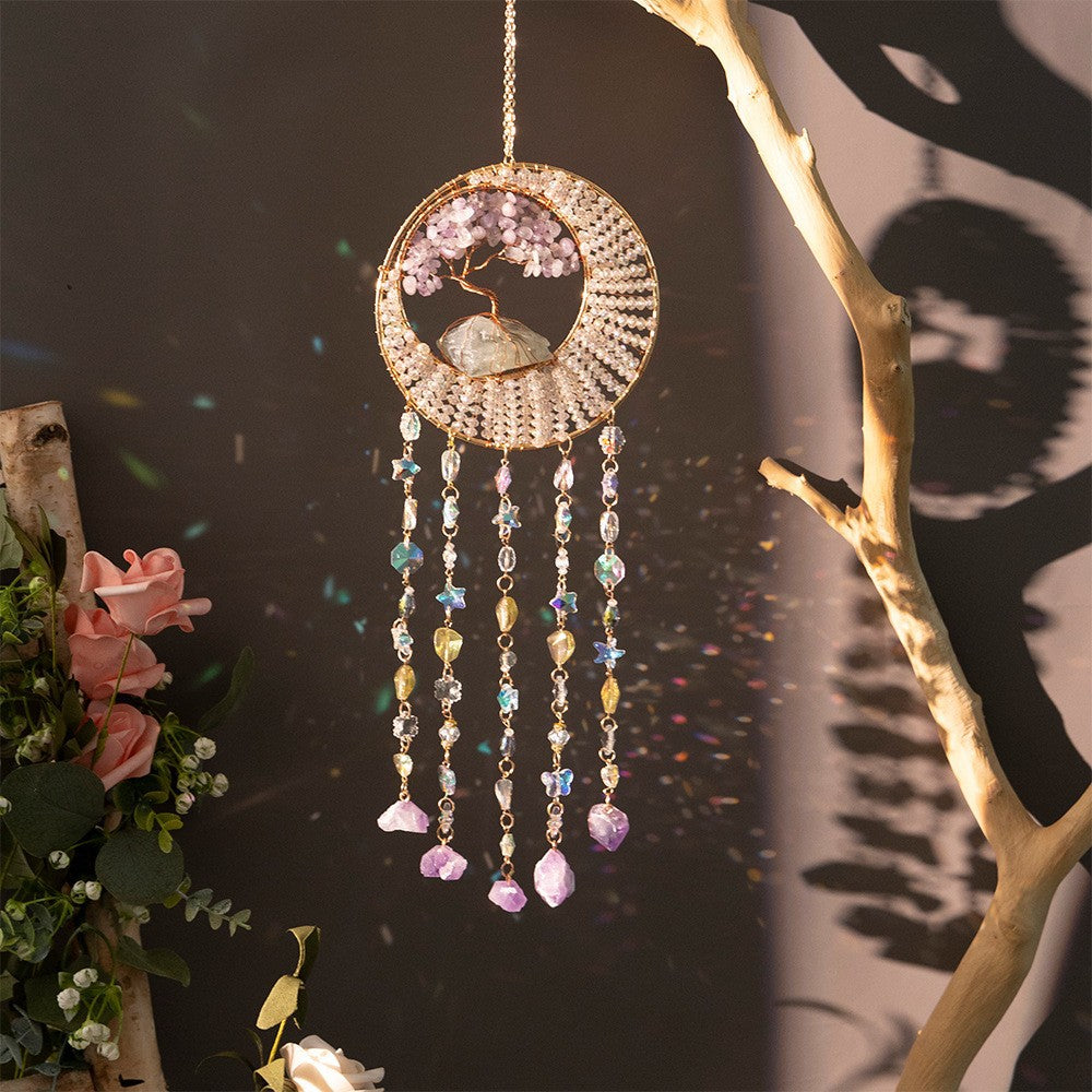Zenith - Sun Catcher Tree of Life in Rose Quartz and Crystals