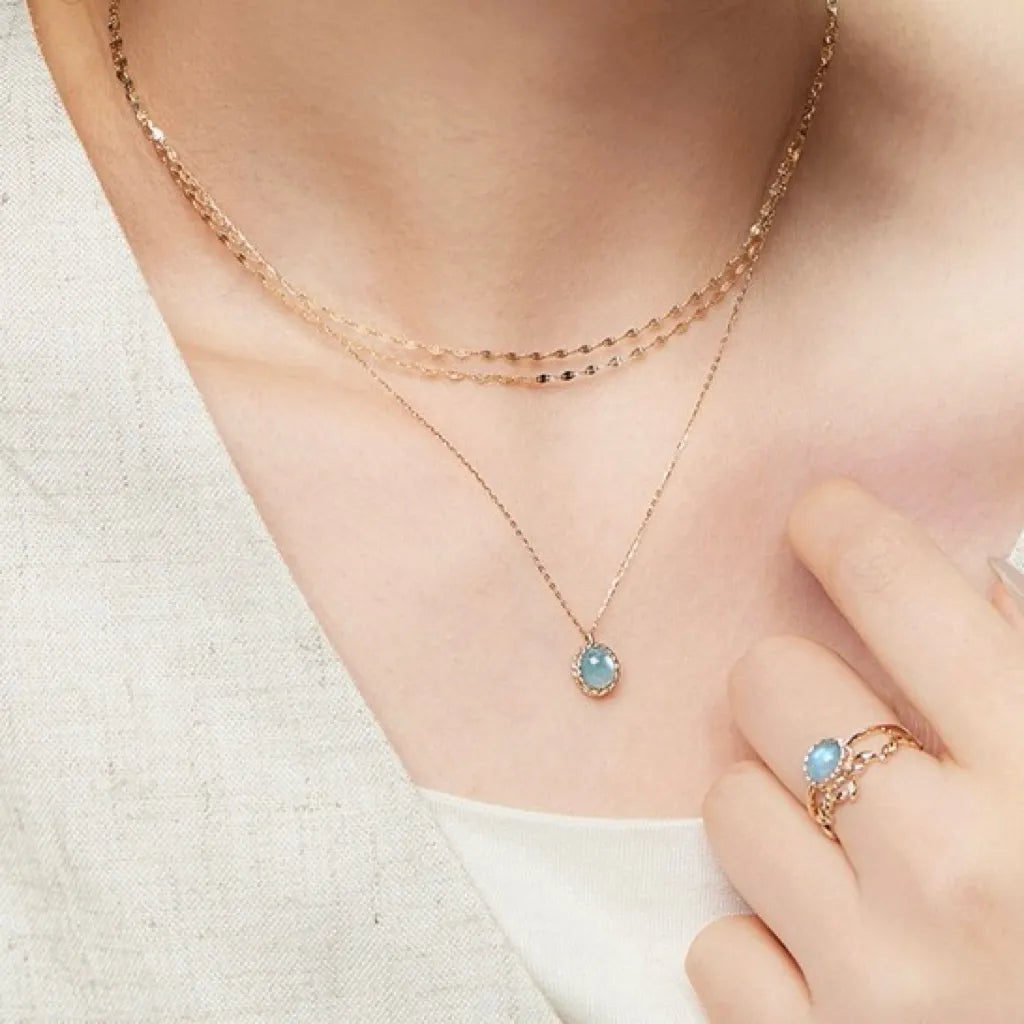 Marine Charm Aquamarine or Labradorite Gold-Plated Silver