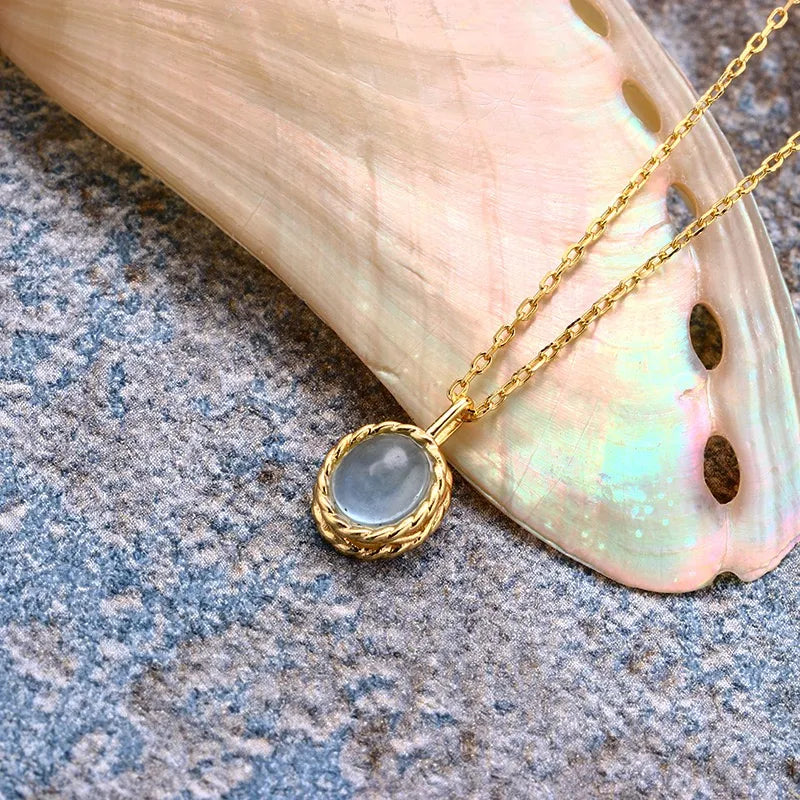 Marine Charm Aquamarine or Labradorite Gold-Plated Silver