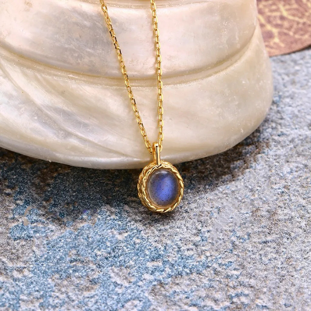 Marine Charm Aquamarine or Labradorite Gold-Plated Silver
