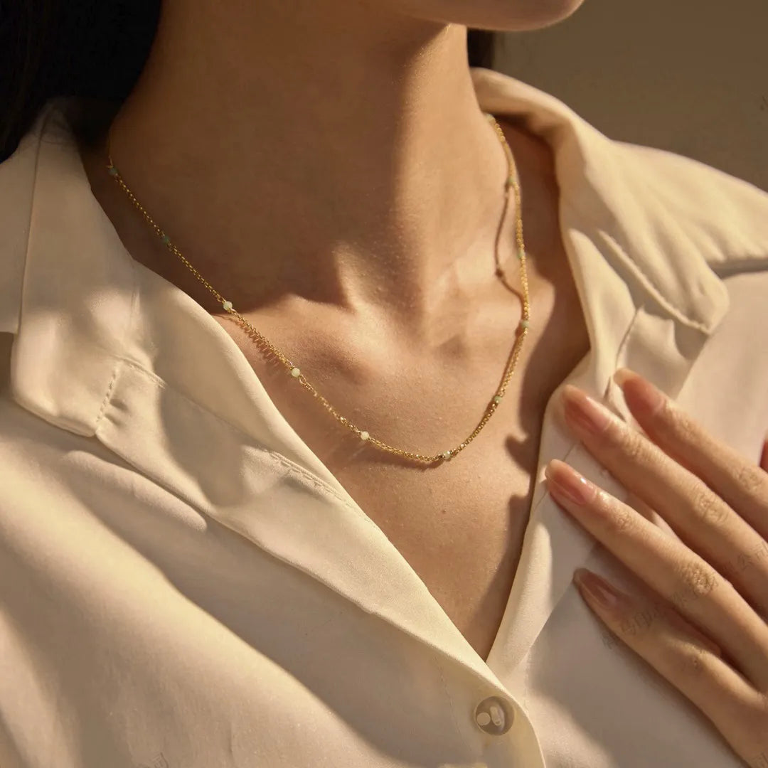 Amazonite Necklace "Marine Freshness" Gold-Plated Silver